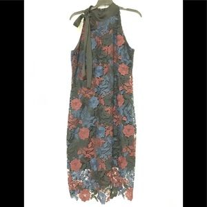 Sam Edelman High Neck Lace W/Bow Black Multi Sz 12